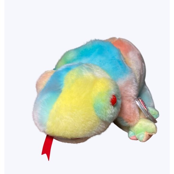 Ty Beanie Buddies Rainbow Chameleon Plush 1999 Colorful Tie-Dye Animal - Picture 4 of 16